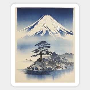 Blue Indigo Japanese Landscape Sticker